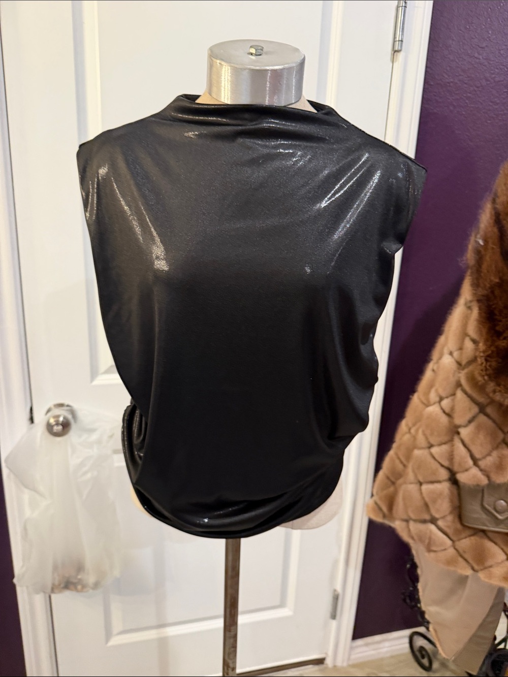 Express Shiny Black Sleeveless shirt